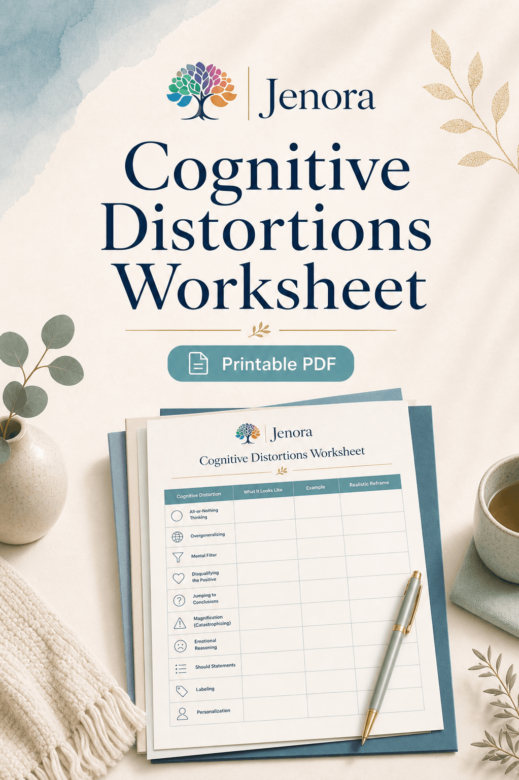 Jenora cover image for Cognitive Distortions Worksheet