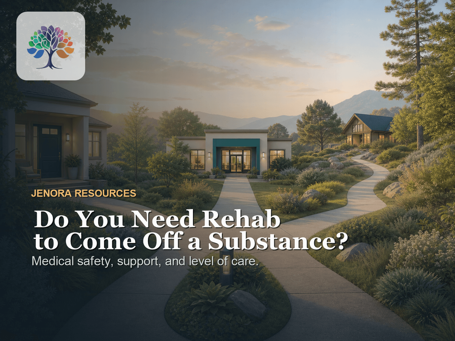 Branching paths leading toward home, outpatient support, and residential treatment options