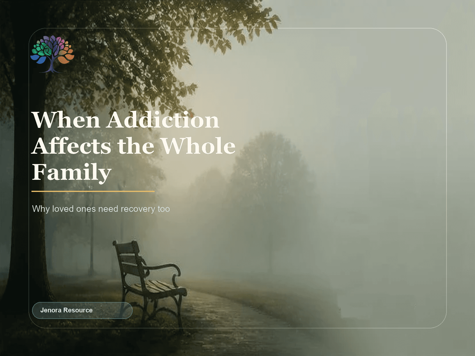 Foggy park bench representing the quiet stress and healing needs of families affected by addiction