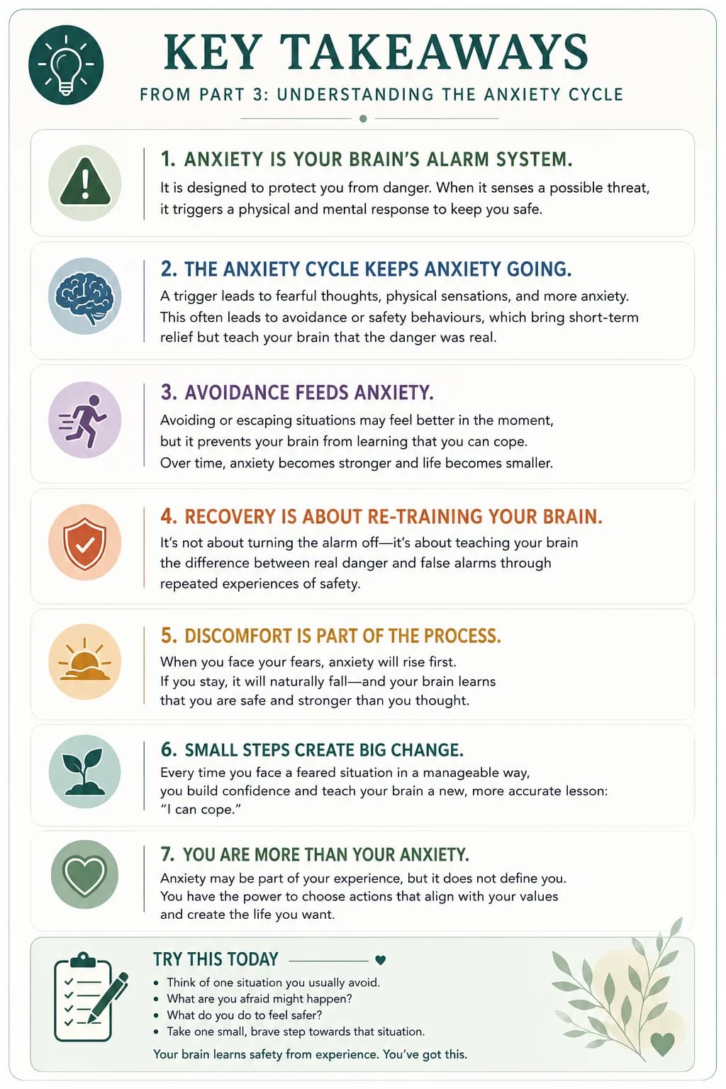 Key takeaways from Part 3: understanding the anxiety cycle