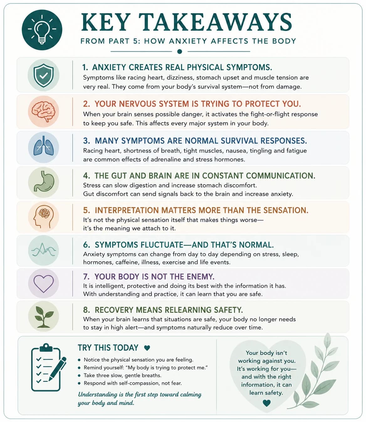 Key takeaways from Part 5: how anxiety affects the body