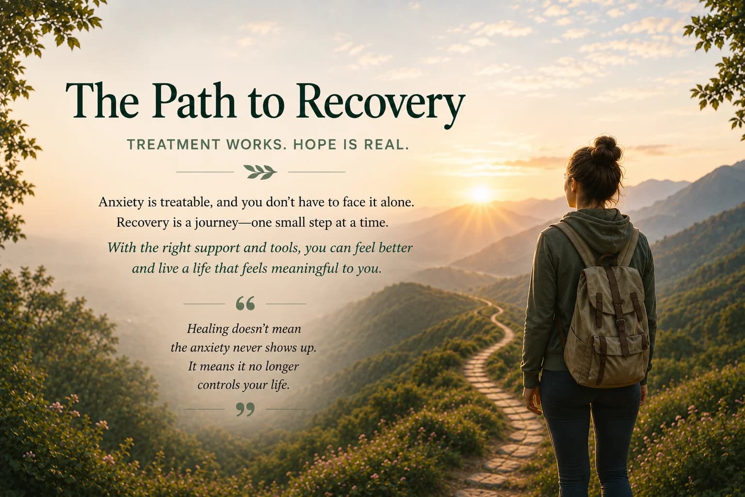 The Path to Recovery hero image showing evidence-based anxiety treatments and a recovery pathway