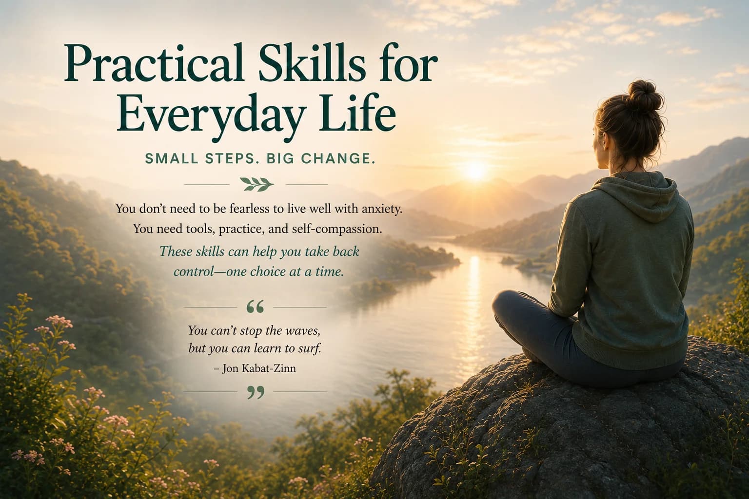 Recovery is a practice, not a destination, shown as a path with daily skill signs