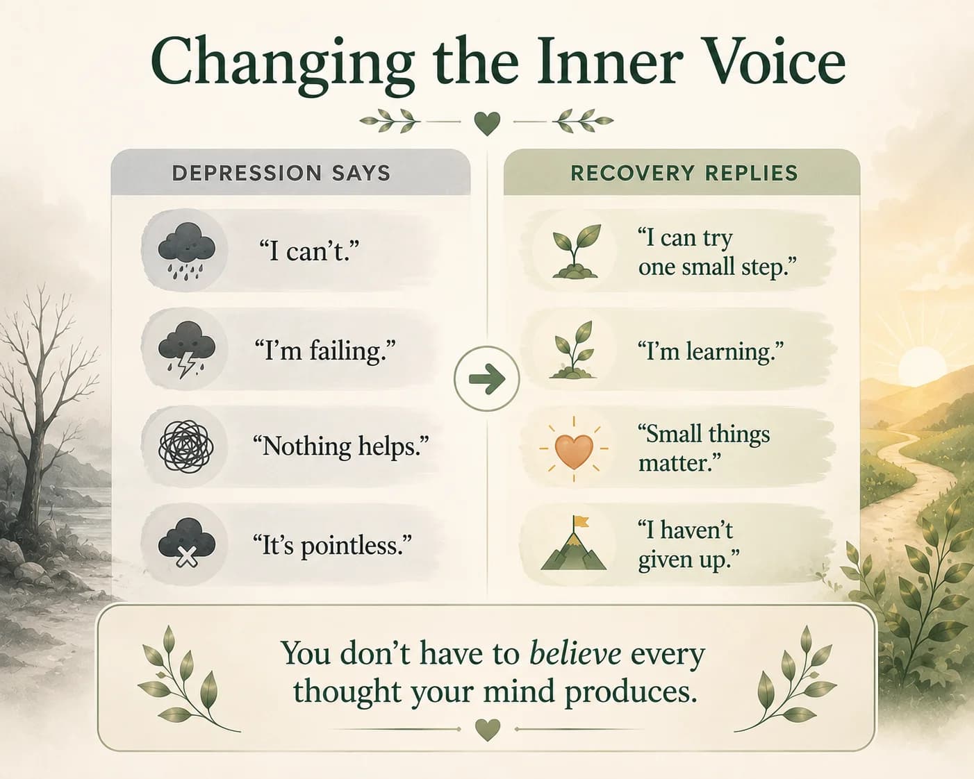 Changing the inner voice during depression recovery