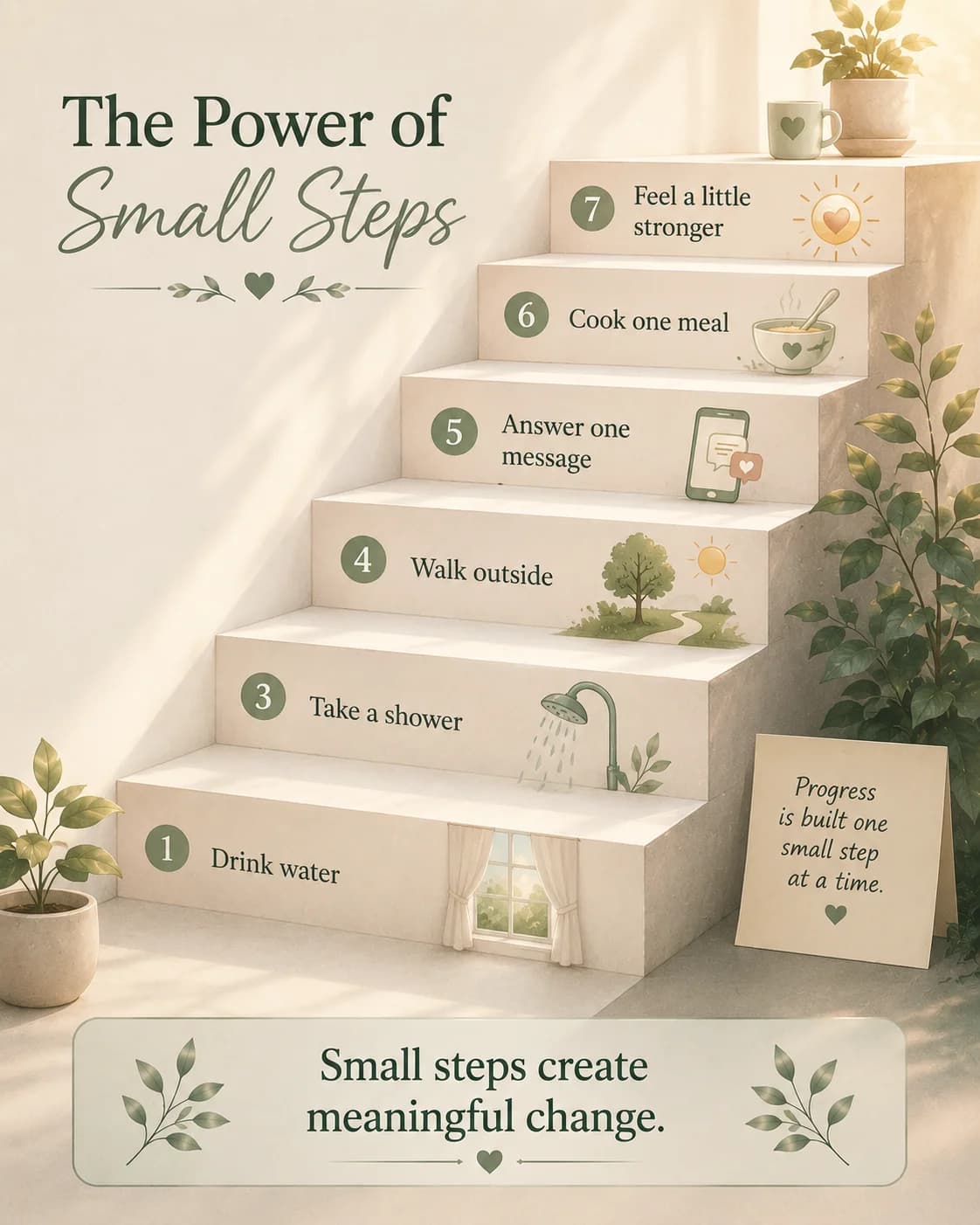 Small steps create meaningful change during depression recovery