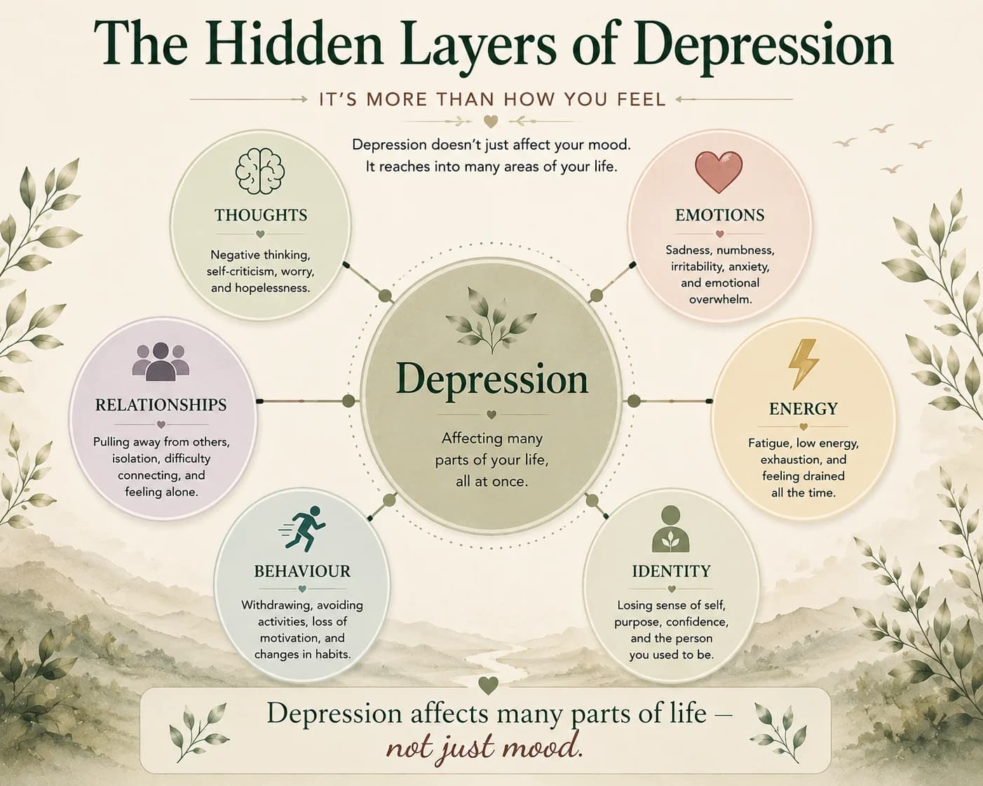 The hidden layers of depression across thoughts, emotions, body, and relationships