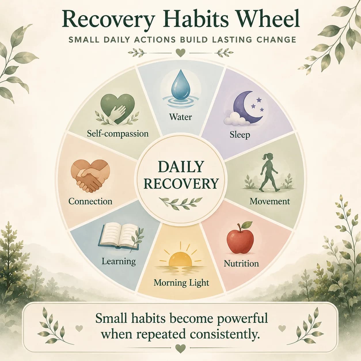 Recovery habits wheel for depression support
