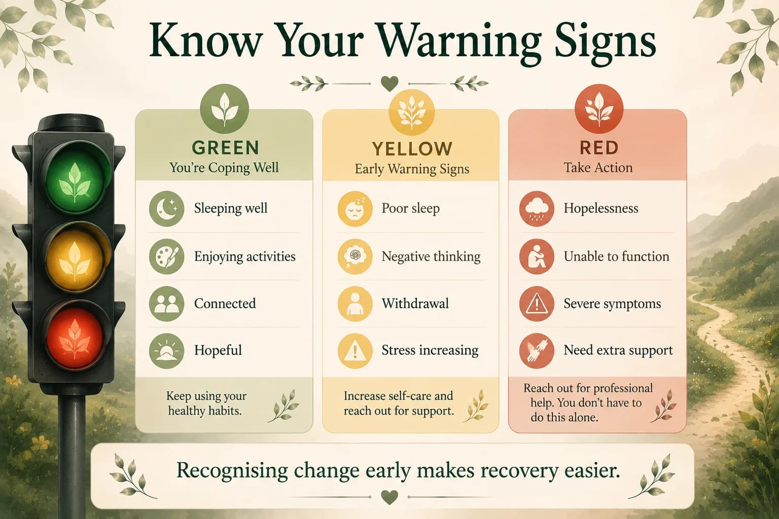 Know your warning signs using green, yellow, and red zones