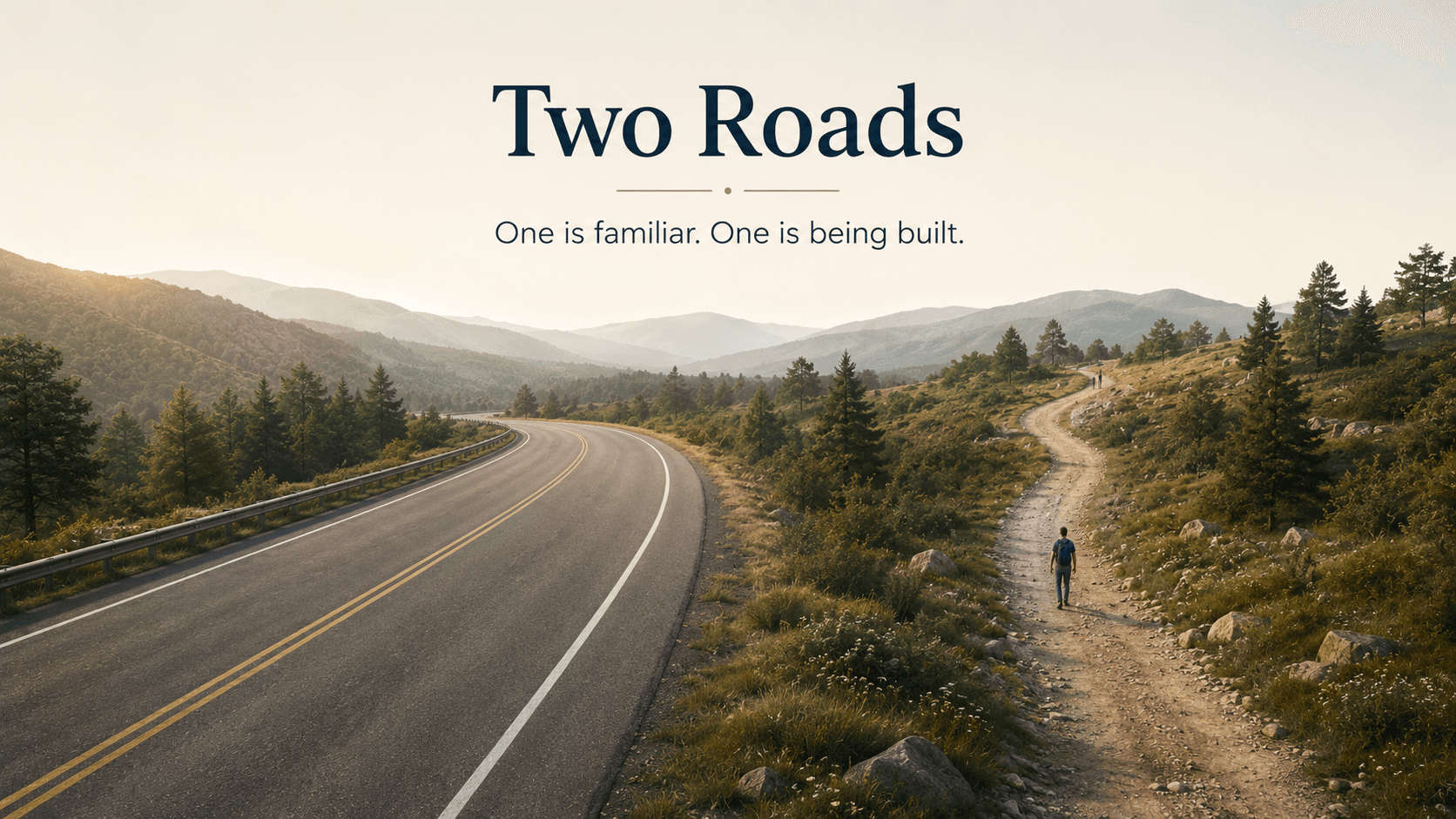 Two roads showing the old addiction highway and the newer recovery path
